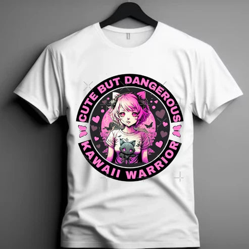 Pretty in Pink Deadly in Spirit Kawaii Warrior Power Tee Shirt