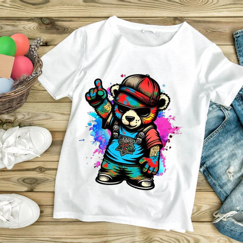 Color Splash Teddy Tee for Bold Playful Vibes