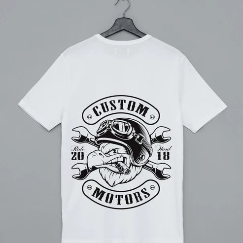 Unleash the Beast  Custom Motors Eagle Tee with Helmet and Wrench Crossbones