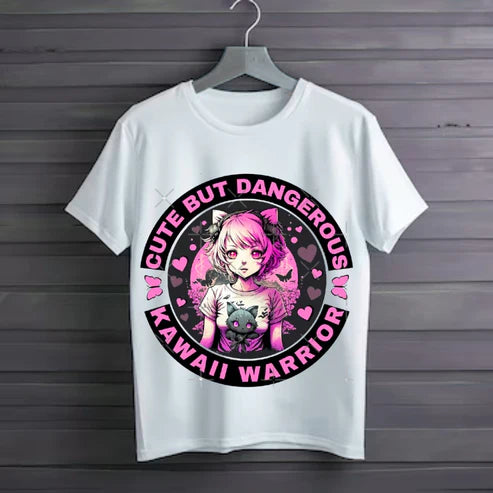 Pretty in Pink Deadly in Spirit  Kawaii Warrior Power Tee Shirt