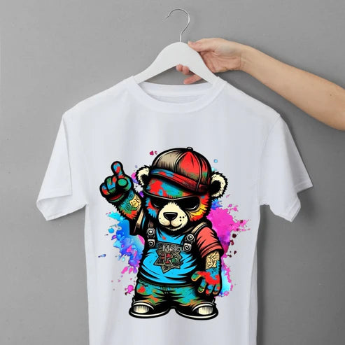 Color Splash Teddy Tee for Bold Playful Vibes