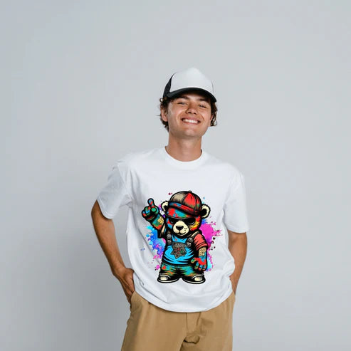Color Splash Teddy Tee for Bold Playful Vibes